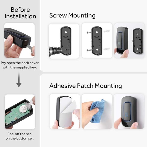 Wireless Doorbell,  1300ft Long Range Door Bells Chime, IP55 Waterproof Electric Cordless Doorbell, 1 Push Button and 2 Plug-in Receivers with LED Flash, 52 Melodies, 5 Volume Levels - Image 3