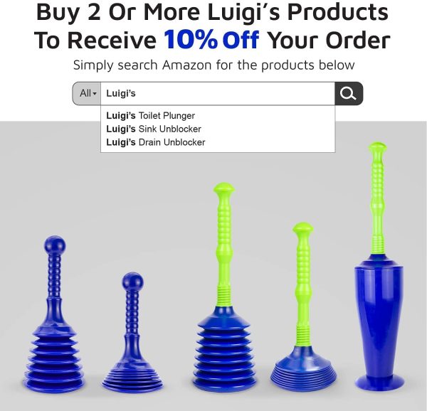 Luigi's - The World's Best Toilet Plunger | The Big, Blue & Green Unblocking Machine | Heavy Duty Unblocker with Unique Bellows Design | Clears & Unblocks All Toilets - Image 7