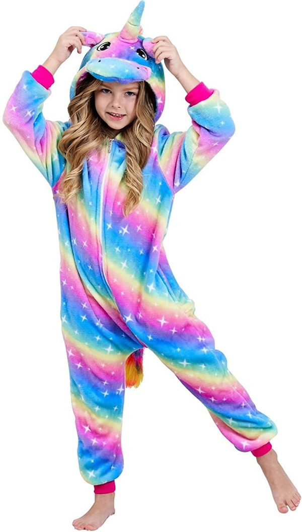 HulovoX Girls Unicorn Pyjamas Onesie, Soft Unicorn Sleepsuit for Kids - Image 3