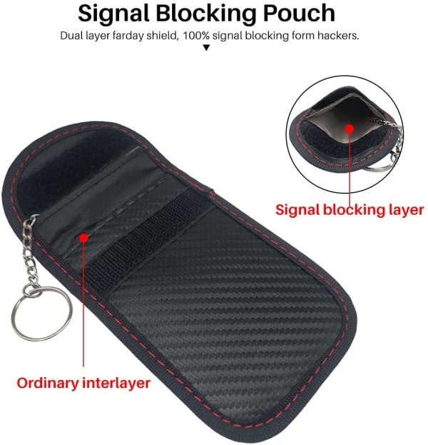 Faraday Pouch for Car Keys, 2PCS Car Key Signal Blocker Pouch, Faraday Bag for Keyless Car RFID Blocking, Anti-theft Remote Entry Smart Fobs Protection (2PCS black) A3XHPBB - Image 6