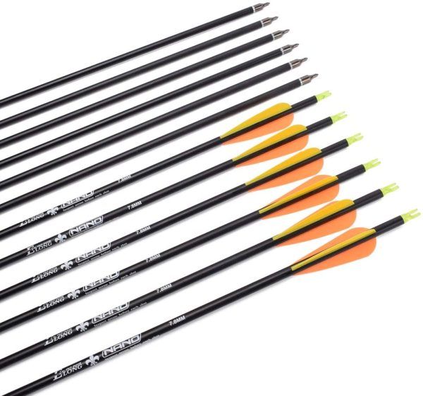 Carbon Arrow Hunting Arrows with 100 Grain Removable Tips for Archery Compound & Recurve & Traditional Bow Practice Shooting (Pack of 12)