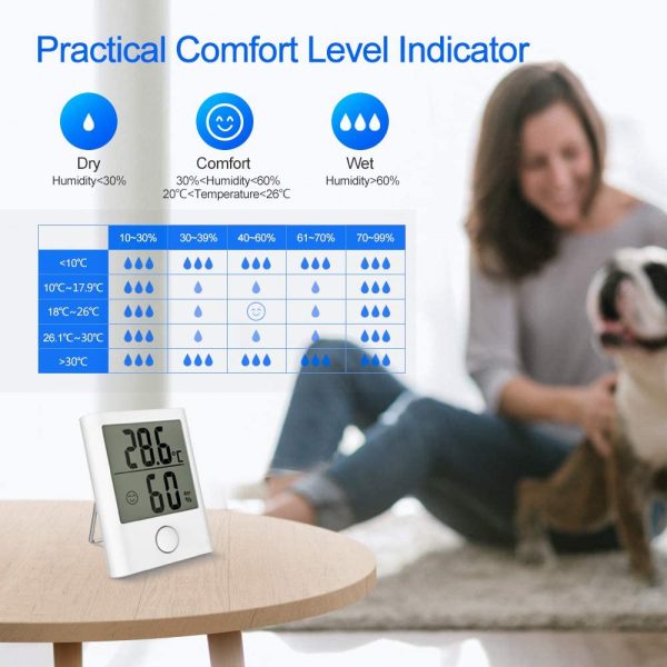 HOPLAZA Mini Digital Thermometer and Hygrometer, Temperature and Humidity Monitor with LCD Screen ??/?H Switchable for Home, Office, Baby Nursery Room Comfort