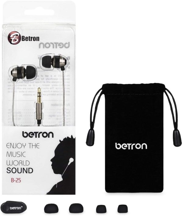 Betron B25 Earphones, Noise Isolating In-Ear Wired Headphones with Strong Bass, Tangle-Free Cord, Lightweight, Carry Case and Soft Earbud Tips - Image 5