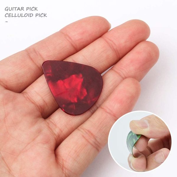 kuou Guitar Picks, 20 Pcs Guitar Plectrums Celluloid Pick for Acoustic, Electric, Bass Guitar including 0.46mm 0.71mm 0.96mm 1.2mm - Image 6