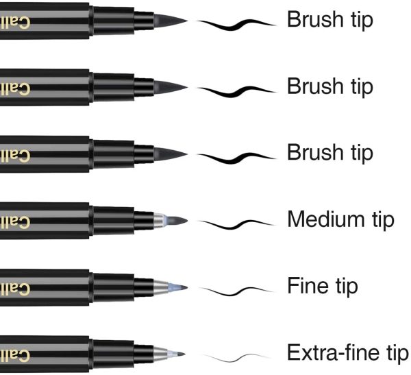 Calligraphy Pens Calligraphy set for Beginners Brush Pens -  6 Pack Caligraphy Beginners set Caligraphy Pens for Writing, Calligraphy Book, Bullet Journal Accessories, Black Pen Art Writing pens - Image 3