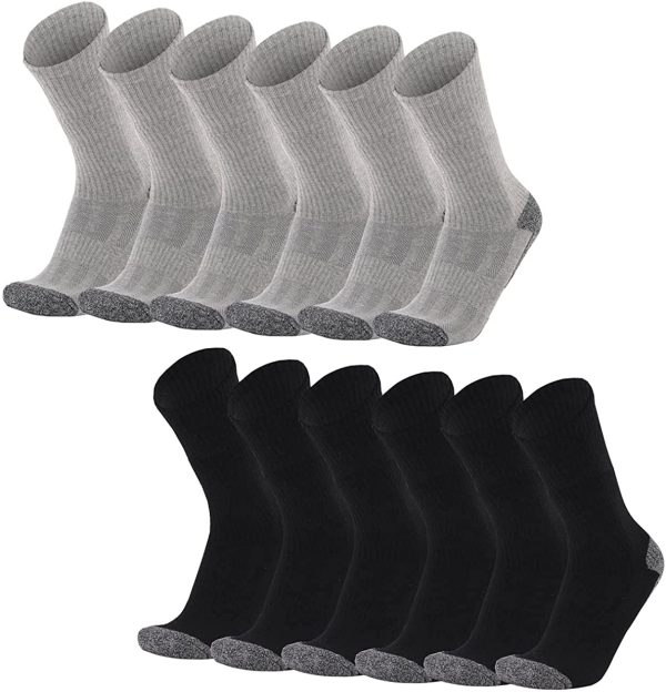 Men's Socks 3/6 Pairs Wicking Breathable Cushion Comfortable Casual Cotton Crew Socks Outdoor Multipack Performance Trekking Walking Hiking Sport Socks for Men and Women - Image 5