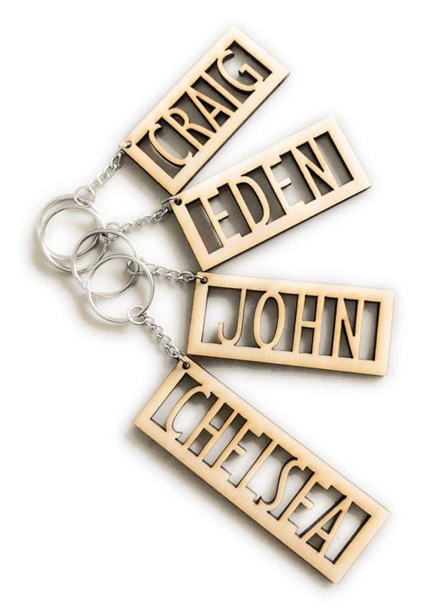 Personalised Wooden Keyring Any Name Engraved Keychain - Image 3