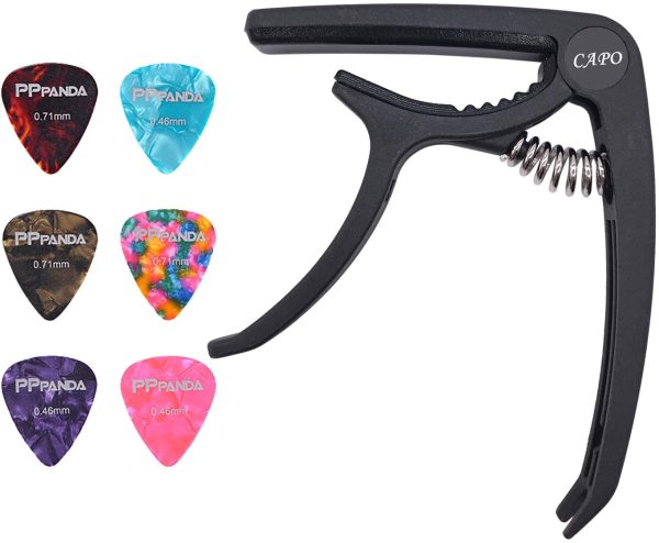 Capo,Guitar Capo, Ukulele Capo,PPpanda Trigger Capo Capotastos for Acoustic Electric Guitars and Ukulele with 6 picks