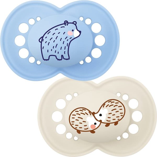 MAM Original Colours of Nature Soother 12+ (Bear and Hedgehog), Matt Baby Soother Set for Twelve Months+, MAM Soother Pack with Woodland Designs, Soother Pack with MAM Teats - Image 3