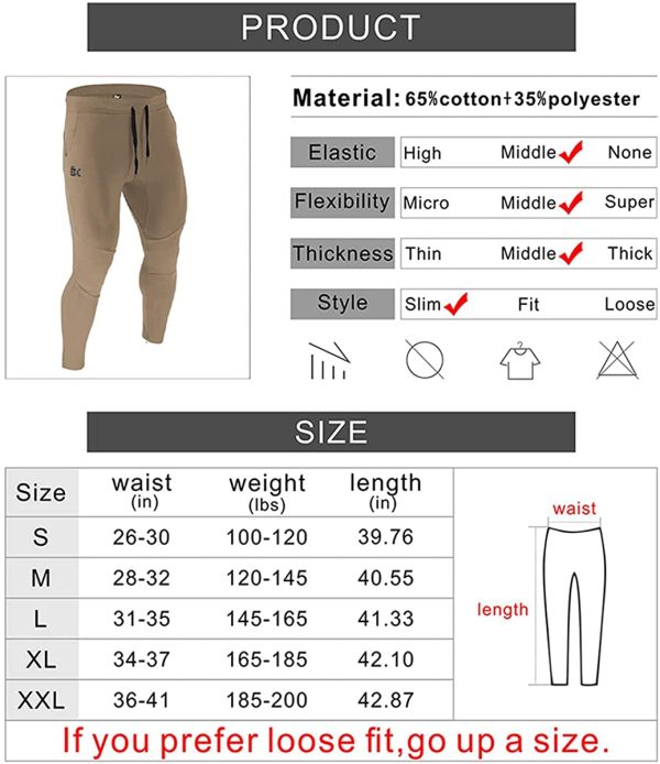 BROKIG Mens Gym Joggers Sweatpants, Causal Slim Fit Running Trousers Tracksuit Jogging Bottoms with Double Pockets - Image 2