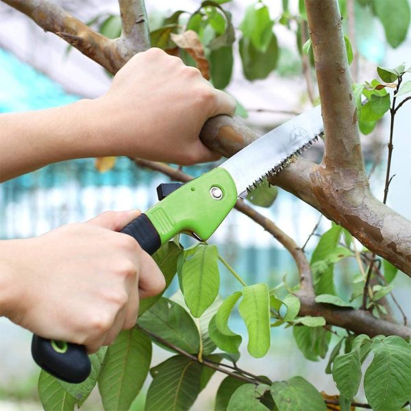 Folding Pruning Saw, 7"/180mm Hand Saw, Premium Secure Lock Comfort Soft Grip, Compact Sturdy Tree Saw, for Garden Branch Trimmer, Camping (Green/Black) - Image 7