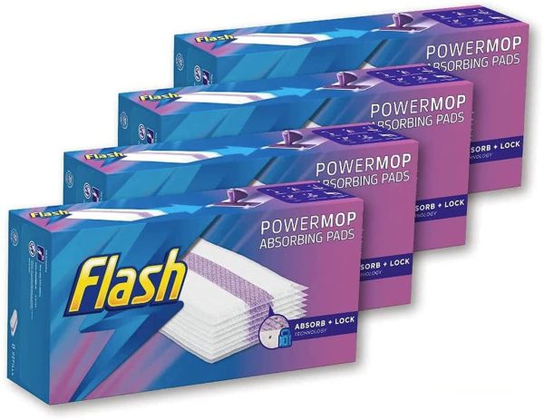 Flash Powermop Absorbing Refill Pads, Floor Cleaner, 64 Count (16 x 4)