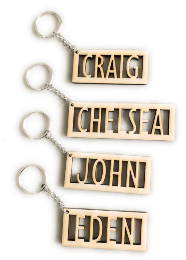 Personalised Wooden Keyring Any Name Engraved Keychain - Image 2