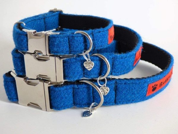 Harris Tweed Dog Collar - Bonnie Blue