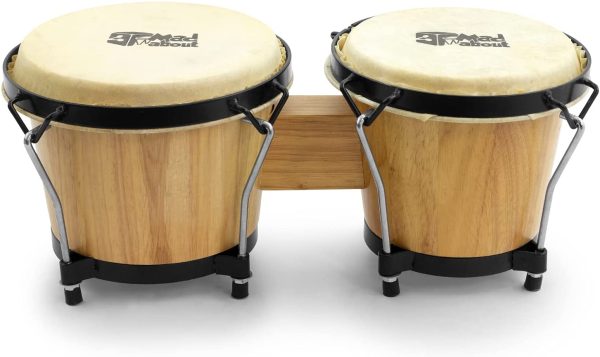 Mad About 6?? & 7?? Wooden Bongo Drums ?C Beginners Oak Bongos in Natural, M-BON-NT - Image 4