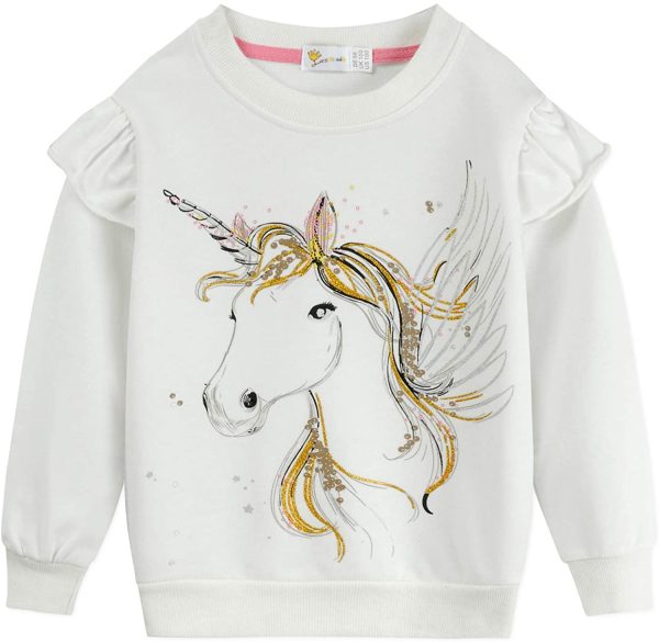 DHASIUE Baby Girls Unicorn Sweatshirt Jumper T-Shirt Cute Long Sleeved Tops Casual Cotton Tee Shirts Kids Toddler Clothes Age 1 2 3 4 5 6 7 Years