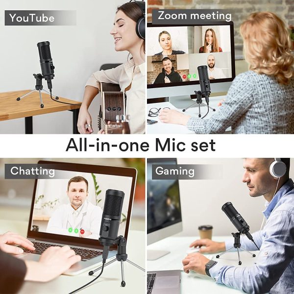 Podcast Microphone,MAONO AU-PM461TR 192KHZ/24BIT Metal USB Condenser Cardioid PC Mic with Professional Sound Chipset for Streaming, YouTube, Voice Over, Studio/Home Recording - Image 6