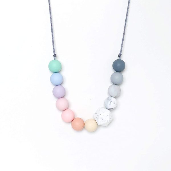 Little Teethers UK Teething Necklace Rainbow Breastfeeding Nursing for Mum to Wear Baby BPA FREE Silicone Beads