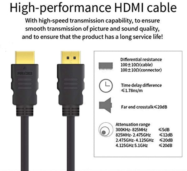 MAXDIGI HDMI to HDMI Cable 1.5m / 1m gold Connectors Ideal for Sky HD, HDTV, BLU-RAY, PS3 PS4, XBOX, WII U, Philips HMP2000 Apple TV Plasma, LCD LED TV, Virgin Box, Freeview HD Type C to Type A - Image 7