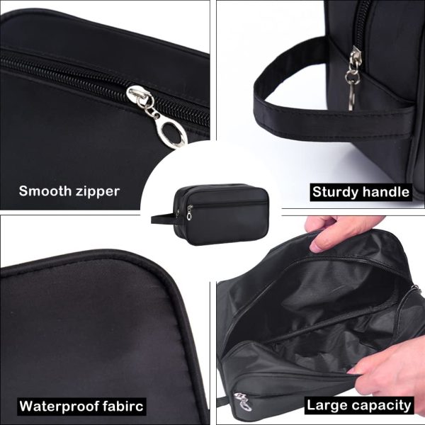 JunNeng Men Toiletry Bag Travel Shaving Bags Nylon Dopp Kit Overnight Wash Gym Bag, Black - Image 5