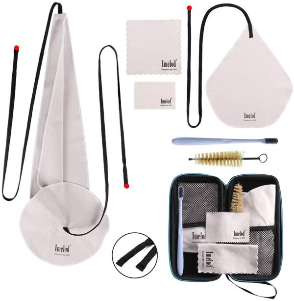 Imelod Saxophone Cleaning kit with Case for Alto Tenor Clarinet Flute and other Wind & Woodwind Struments Including Sax Cleaning Cloth(4pcs),Mouthpiece Brush(Dark Gray) - Image 3