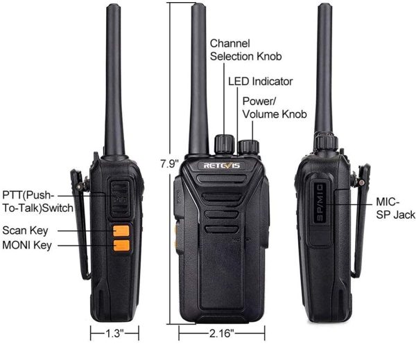 Retevis RT27 Walkie Talkies, Walkie Talkie Rechargeable with USB Charging Base, PMR446 License-free, 16 Channels, VOX, Walkie Talkies Long Distance, Two Way Radio for Biking, Camping (2 Pack, Black)