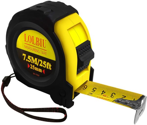 25 FT Tape Measure, LOLBIU Measuring Tape with Impact Resistant Rubber Covered Case, Strong Lock, Compatible with Imperial and Metric - Image 6