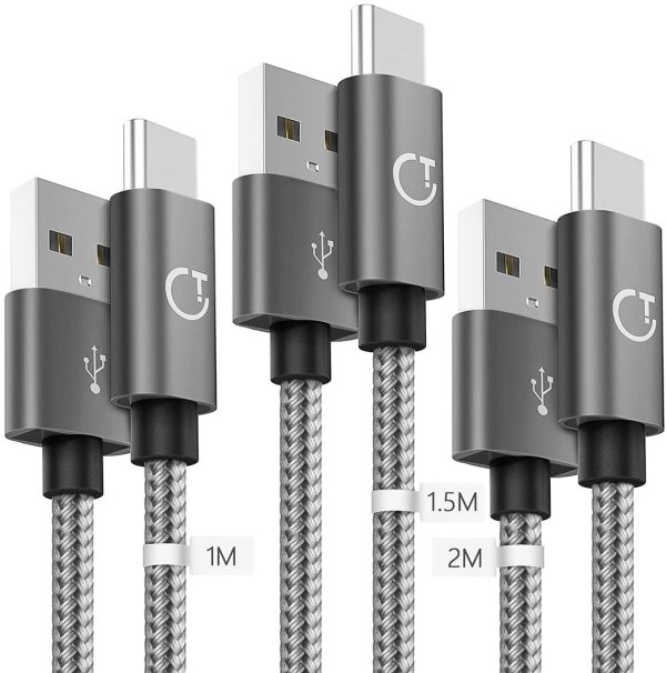 Gritin USB C Cable, [3-Pack/1M+1.5M+2M] USB Type C Fast Charging Cable - Nylon Braided USB C Sync Cable for Galaxy S10/S9/S8+/S8, MacBook, iPad Pro 2018, Sony XZ, HTC 10, OnePlus 5T, Huawei P9 etc. - Image 4