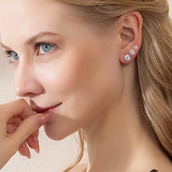 Brogtorl Stud Earings 12Pcs, 6 Pair Brilliant Gem Stainless Steel 18K Rose Gold Silver Stud Earrings Set for Women Men Girls, Ear rings studs Sizes 3 to 8mm - Image 7