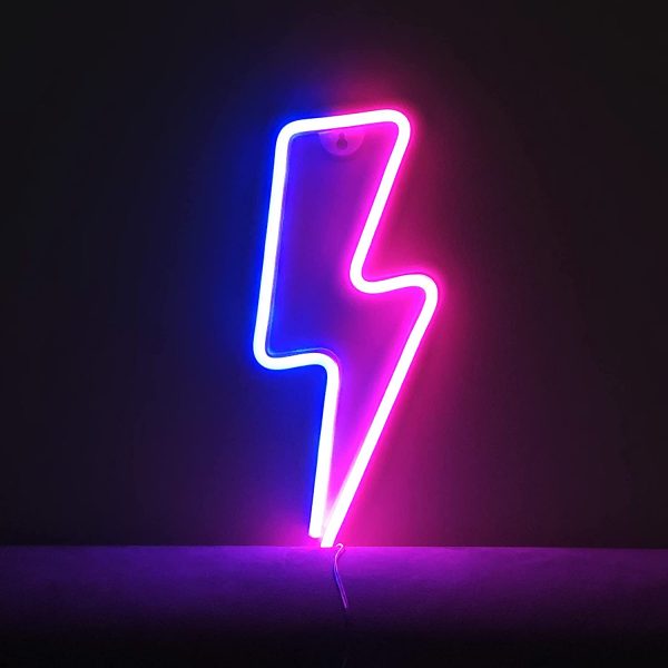 Lightning Bolt LED Neon Signs - USB Battery Operated Neon Light Sign for Gaming Room | Neon Signs for Wall Decor Birthday Wedding Party Bedroom Decorations - Image 2