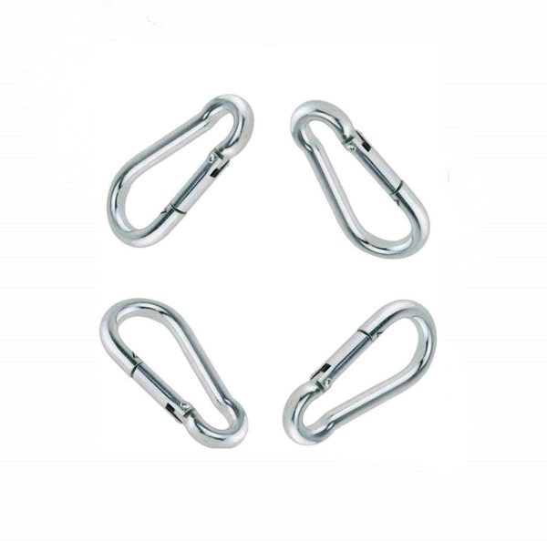 Kuesn 4 Pack Spring Snap Hooks, Carabiner Galvanized Steel Clip Keychain, Silver Quick Link Clip Keychain for Camping, Hiking, Outdoor and Gym, Small M5 Carabiners for Dog Leash Harness - Image 6