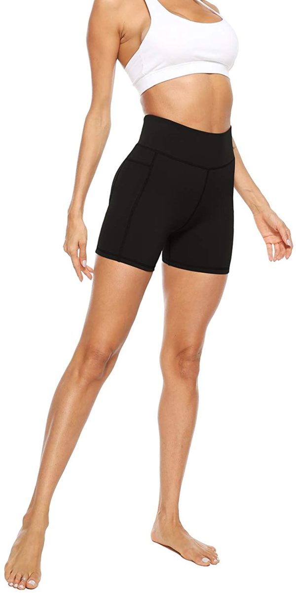 JOYSPELS Women's High Waisted Yoga Shorts - Tummy Control, Sports Running Shorts with Pockets for Gym, Cycling, Yoga, Running, Daily Leisure