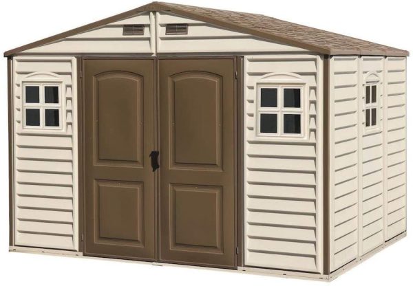 Duramax (30214-1) 10 x 8 Feet V2 Wood Side Vinyl Shed - Ivory/Brown