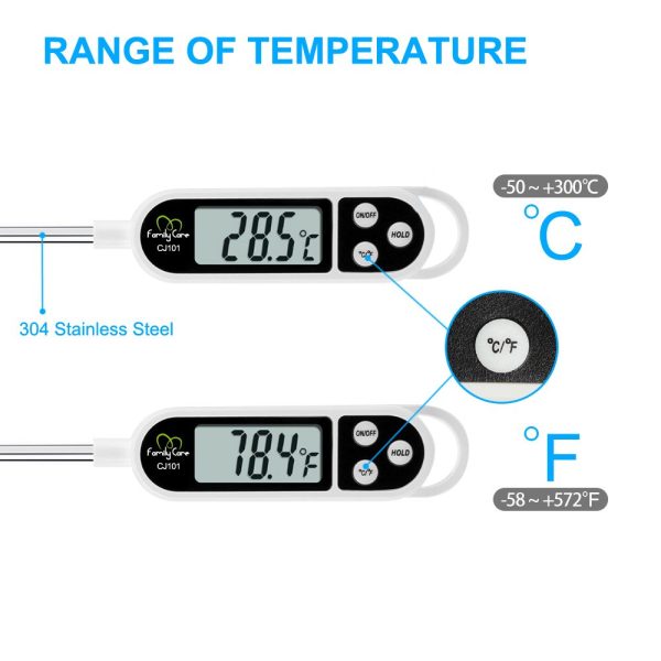 Cooking Thermometer, LEMEGO Digital Meat Food Thermometer Instant Read Long Probe Auto Off LCD Screen Kitchen Thermometers for BBQ, Meat, Sugar, Milk, Water, Jam, Grill (Battery Included) - Image 7