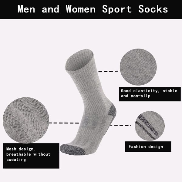 Men's Socks 3/6 Pairs Wicking Breathable Cushion Comfortable Casual Cotton Crew Socks Outdoor Multipack Performance Trekking Walking Hiking Sport Socks for Men and Women - Image 6