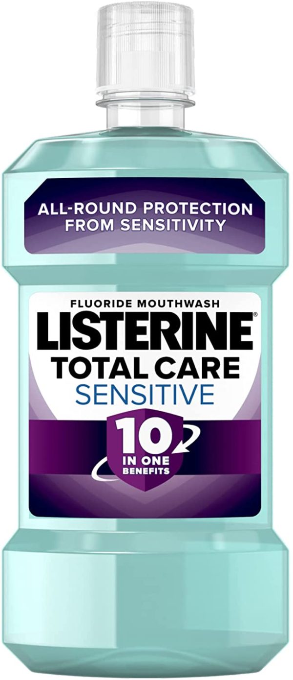 Listerine Total Care 10 in Sensitive Mouthwash, Blue, Mint, 500 ml (Pack of 1) - Image 5