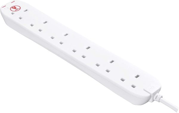 Masterplug SRG6210N-MP Six Socket Surge Protected Extension Lead, 2 Metres, White - Image 3