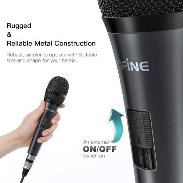 FIFINE Wired Microphone with Cord 14.8ft,Handheld Dynamic Mic Karaoke Microphone for Singing Vocal with On and Off Switch-K6 - Image 6