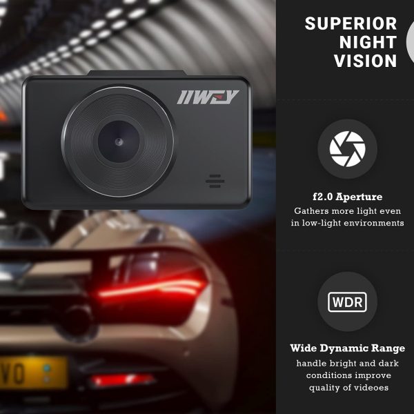 Dash Cam Front and Rear Camera FHD 1080P with Night Vision and SD Card Included, 3 Inch IPS Screen Dash Cam for Cars, 170??Wide Angle Dashboard Camera DVR Motion Detection Parking Monitor G-Sensor HDR - Image 7