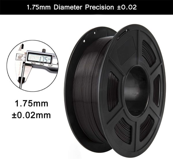 PLA Filament,  Filament PLA 1.75 mm, 3D Printing Materials for 3D Printer, 1 kg 1 Spool,Jet Black - Image 2