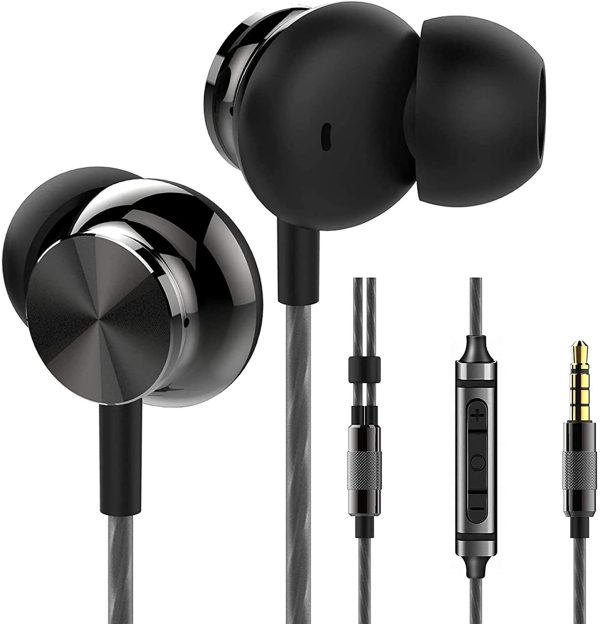 Betron BS10 Earphones Wired Headphones In Ear Noise Isolating Earbuds with Microphone and Volume Control Powerful Bass Driven Sound, 12mm Large Drivers, Ergonomic Design