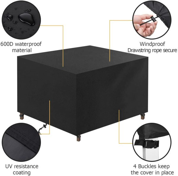 Garden Furniture Covers, Patio Furniture Covers Waterproof Heavy Duty 600D Oxford Fabric 123x123x74cm Cube Outdoor Table Covers Windproof Anti-UV Cube Set Cover??Waterproof Upgrade Version?? - Image 5