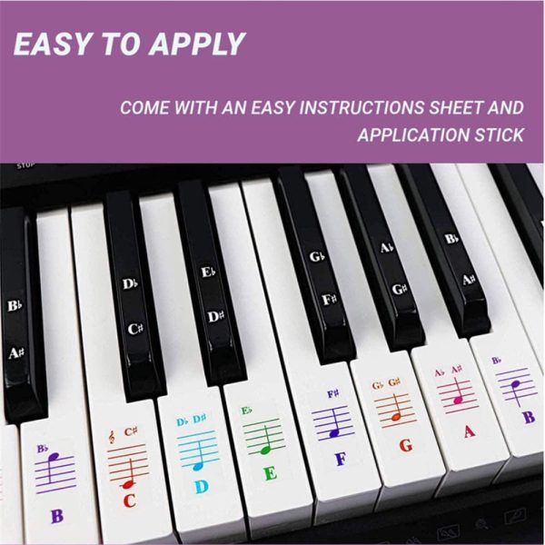 Piano Keyboard Notes Stickers for 25/49/61/54/88 Key Keyboards,Transparent Removable Music Piano Key Stickers for White and Black Keys,Keyboard Accessories for Kids Beginner Piano Practice Learning