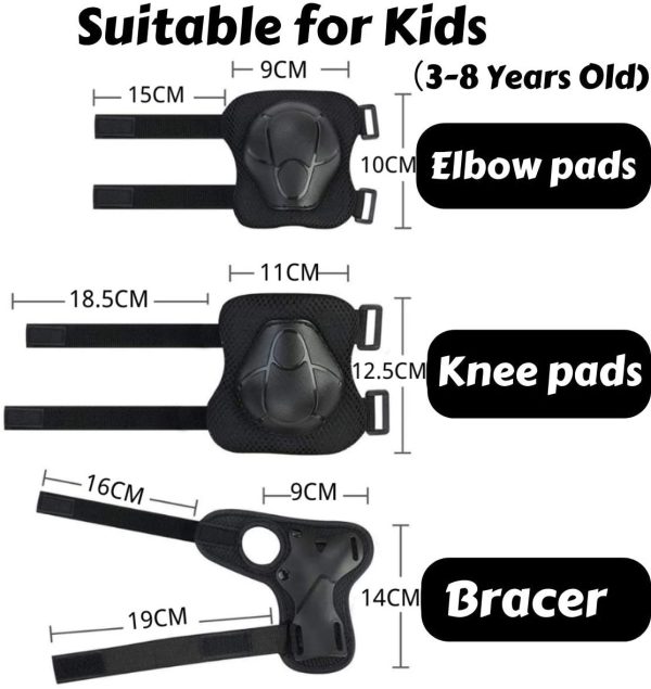 Kids Sports Protective Gear Set,6PCS Wrist Guard Knee Elbow Pads for Children Protection Skateboard Inline Roller Skating Biking Riding Scooter - Image 5