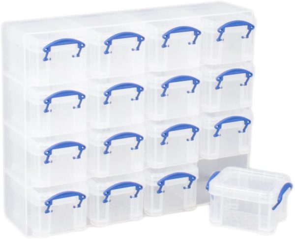 Really Useful Organiser, 16 x 0.14 Litre Storage Boxes in a Clear Plastic Organiser and Clear Boxes - Image 6