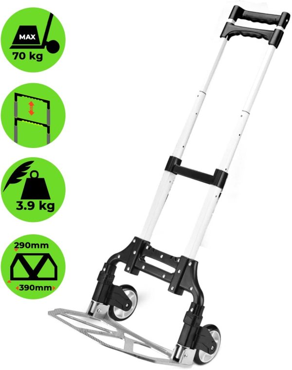 Heavy Duty Folding Hand Truck Aluminium Trolley Multi Purpose Barrow Sack Hand Truck 80KG / 176LB Load Capacity - Image 3