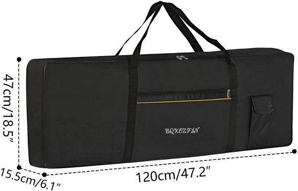 BQKOZFIN 76 Key Keyboard Gig Bag Case, Portable Padded Electric Piano 76 Keyboard Case 600D Nylon Oxford Cloth with 10mm Cotton Case Gig Bag,(Black) - Image 3