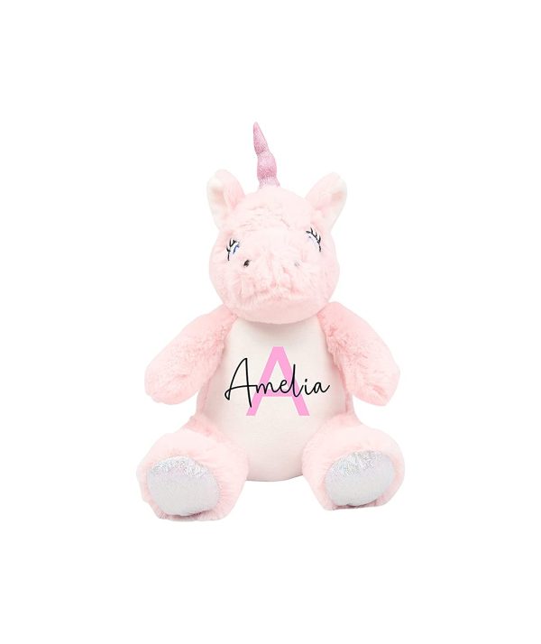 Personalised Unicorn Soft Toy with Name & Initial, Customisable New Baby Gift, Newborn Baby Gift, Baby Boy, Baby Girl, Custom Teddy Bear, Keepsake, Baby Shower Gift, Christening Gift