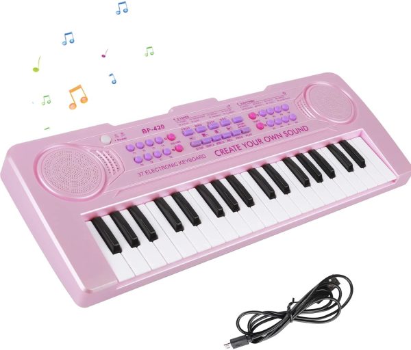 Piano Keyboard, 37-Keys Upgrade Color Electronic Kids Piano with 4 Animals Sound Portable Music Keyboard Educational Musical Piano Ideal Xmas Gifts for 3-8 Years Old Boys Girls Beginner (Shine Pink) - Image 5