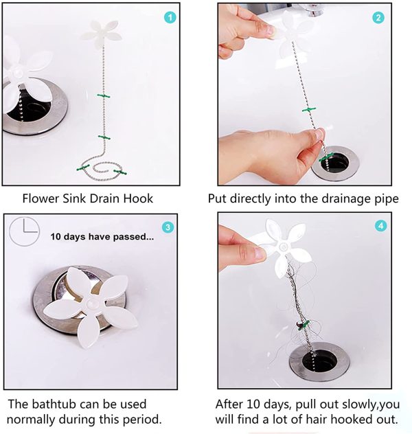 Drain Unblocker,6 Pack Sink Unblocker Tool,Plug Unblocker Tool with Easy Operation,Drain Hair Remover with a Multifunctional Combination,Reusable Drain Cleaner for Sewer/Kitchen/Showers - Image 2